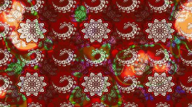 Raster illüstrasyonu. Renkli Bahar Teması eskiz kalıbı. Kırmızı ve kahverengi renkte çiçekler. Çiçekli çiçek deseni, suluboya. Düz Çiçek Elementleri Tasarımı.