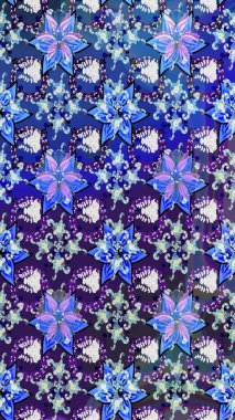 Yumuşak, mavi renkte bahar çiçekleri. Raster illüstrasyonu. Raster çiçekleri klasik tarzda çizilmiş. Çiçekli yumuşak çizim deseni.