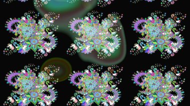 Suluboya çizimi. Çiçekli eskiz deseni. El çizimi. Siyah ve yeşil renkte çiçekler.