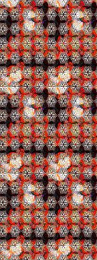 Kahverengi renkte çok kahverengi, zarif küçük çiçekler ve komik böcekler, raster desen, illüstrasyon.