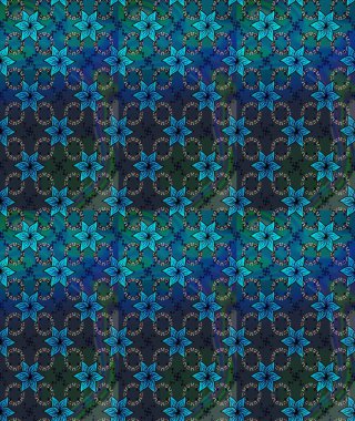 Mavi renklerde. Taslak dekoratif arka plan, çiçek mandala. Raster illüstrasyonu. Çiçek..