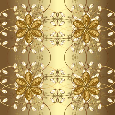 Kusursuz bir geçmişi var. Kahverengi ve bej renklerde altın elementler. Şık bir grafik desen. Çiçek deseni. Duvar kâğıdı barok, İspanyol kumaşı.