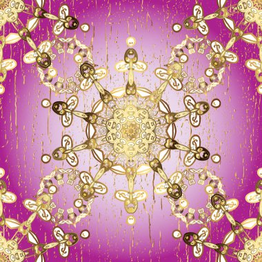 Altın pürüzsüz desen. Doğu tarzı arabesk tarzında altın elementler. Kusursuz altın desenli bukleler. Nötr ve mor renklerde pürüzsüz desen.