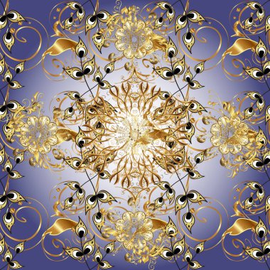 Süslü dekorasyon. Damask altın soyut çiçek mor ve nötr renklerde pürüzsüz desen.