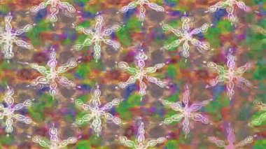 Renkli unsurlarla hareketli arka plan görüntüleri. Çiçekler. Eski model. Bayrak tarzı. Video kaydı. Şablon. Döngü. Kusursuz..