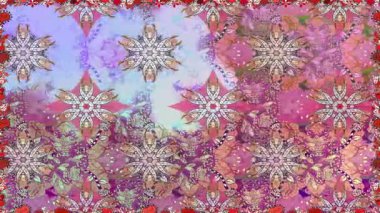 Renkli unsurlarla hareketli arka plan görüntüleri. Çiçekler. Eski model. Bayrak tarzı. Video kaydı. Şablon. Döngü. Kusursuz..