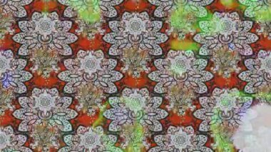 Renkli unsurlarla hareketli arka plan görüntüleri. Çiçekler. Eski model. Bayrak tarzı. Video kaydı. Şablon. Döngü. Kusursuz..