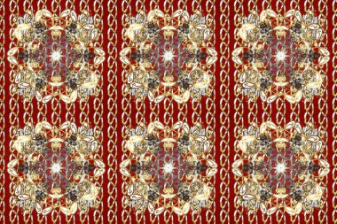 Doğu tarzı element. Altın desenli çiçek dekoru. Davetiyeler, kartlar, web sayfası için Raster illüstrasyon. Bej, kırmızı ve kahverengi renklerde altın element. Çizgi sanatı tasarım şablonu için sınırsız sınır.