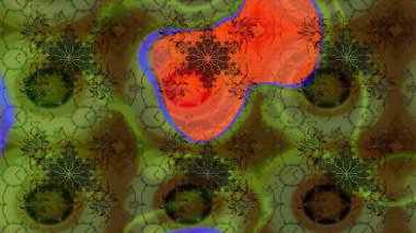 Raster illüstrasyonundaki çiçek desenli çizim. Yeşil renkte çiçekler.