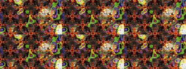 Soyut etnik raster çizim kalıbı. Kabile sanatı boho baskısı, klasik çiçek arkaplanı. Arkaplan dokusu, duvar kağıdı, kahverengi ve siyah renkli çiçek teması.