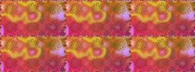 El çizimi. Çiçekli, yapraklı, çiçek desenli eskiz. Raster illüstrasyonu.