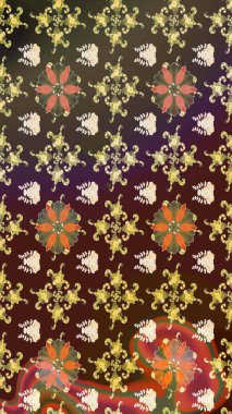 El çizimi Raster çizimi. Parlak elementlerin. Çizim çiçek deseni duvar kağıdı, web sitesi arkaplanı, paket kağıdı, davetiye, broşür, pankart veya web sitesi için kullanılabilir.