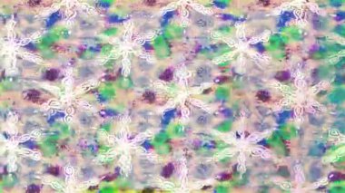 Renkli unsurlarla hareketli arka plan görüntüleri. Çiçekler. Eski model. Bayrak tarzı. Video kaydı. Şablon. Döngü. Kusursuz..