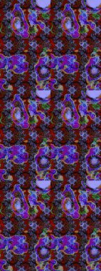 Raster deseni. Mor ve kahverengi el çizimi desen. Sanat, esinlenerek ve kahverengimsi çiçeklerle arka plan bırakır. Karalama çiçekleri çizim deseni.