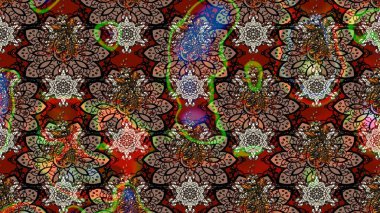 Raster. Kahverengi ve siyah renkte güzel çiçekleri olan eskiz deseni, suluboya çiçek deseni, duvar kağıdı, kart veya kumaş için fayanslı..