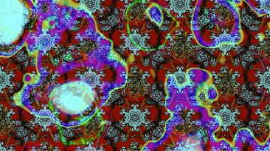 Raster illüstrasyonu. Kahverengi ve mavi renklere karalamalar çizilmiş çiçek deseni.