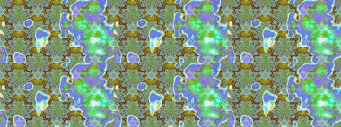 Halk tarzı. Modern çiçek arkaplanı. Moda baskıları için zarif bir şablon. Parlak renkli çiçekleri ve yeşil ve mavi renkte yaprakları olan muhteşem bir çiçek deseni..