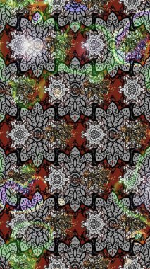 Raster Illustrasyon 'daki Çiçek Deseni' nin son moda çizimi. Düz Çiçek Elementleri Tasarımı. Gri renkli çiçekler. Renkli Yaz Teması çizim şablonu.