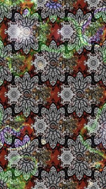 Raster Illustrasyon 'daki Çiçek Deseni' nin son moda çizimi. Düz Çiçek Elementleri Tasarımı. Gri renkli çiçekler. Renkli Yaz Teması çizim şablonu.