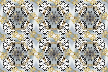 Kusursuz klasik raster altın desenli. Altın desenli gri, beyaz ve bej renklerde altın elementler. Klasik klasik klasik arka plan. Geleneksel oryantasyon süsü.