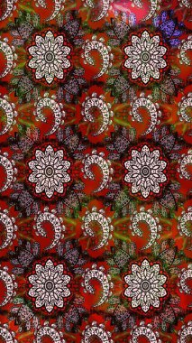 Raster illüstrasyonu. Kahverengi ve nötr renklerde bahar çiçekleri. Çiçek ve yapraklı karalama şeklinde Raster çiçek deseni.