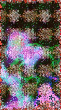 Raster illüstrasyonu. Raster deseni. Küçük çiçekteki sevimli çiçek deseni. Gri ve kahverengi renkte yaz çiçekleri.