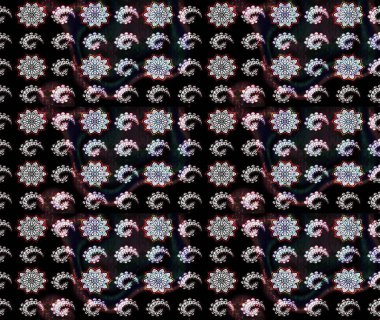 Siyah ve gri renkli çiçekler. Çiçekli karalama şeklinde Raster çiçek deseni. Nazik, narin çiçek arkaplanı.