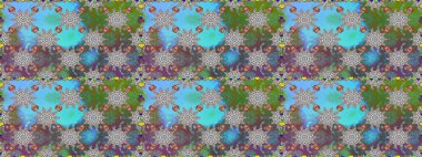 Mavi ve gri renklerde çiçek desenleri yok, el yapımı papatyalar, papatyalar. Tekrarlayan çiçek arkaplanı, zarif mavi ve gri çiçek duvar kağıdı.