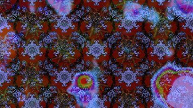 Kahverengi ve mor renkli parlak çiçekli soyut çizim deseni. Küçük çiçekte hoş bir çiçek deseni var. Çiçek elementli zarif raster dokusu..