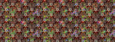 Raster Moda kumaş deseni. Şirin çiçekler. Çizgi çizimi deseni.