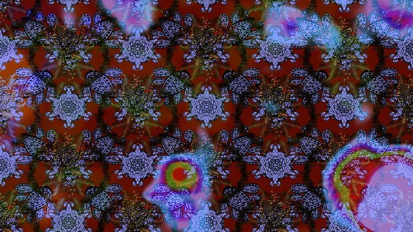 Kahverengi ve mor renkli parlak çiçekli soyut çizim deseni. Küçük çiçekte hoş bir çiçek deseni var. Çiçek elementli zarif raster dokusu..