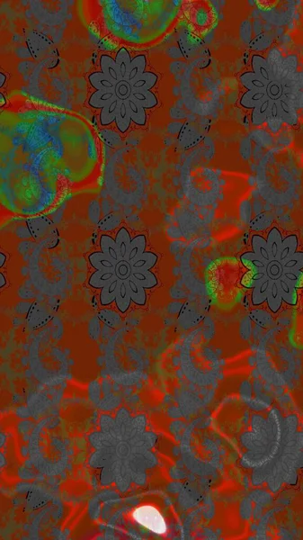 Kahverengi ve gri renkli çiçekler. Raster illüstrasyonu. El çizimi çiçekli soyut çizim deseni.