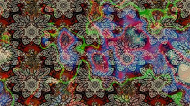 Düz Çiçek Elementleri Tasarımı. Çiçeksel fantezi tasarımı ve parlak bir arka plan çizimi. Renkli Bahar Teması çizim şablonu.