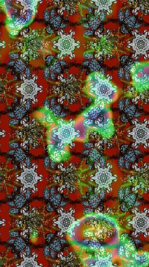 Düz Çiçek Elementleri Tasarımı. Raster Illustrasyon 'daki Çiçek Deseni' nin son moda çizimi. Renkli Yaz Temalı eskiz kalıbı. Güzel kumaş deseni.