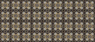 Gri, kahverengi ve bej renklerde, altın çiçekli altın desenler. Altın rengi, kusursuz çizim. Raster geometrik arka plan. Senin tasarımın için, duvar kağıdı..