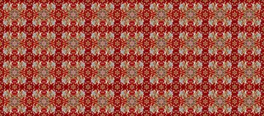 Kırmızı, kahverengi ve altın desenli. Klasik raster şablonu. Tekrarlayan ögelerle kusursuz soyut arkaplan.