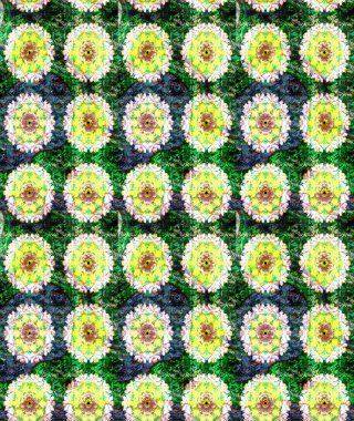 Raster illüstrasyonu. Güzel kumaş deseni. Yeşil renklerde. Raster illüstrasyonunda çiçek deseni çizimi.