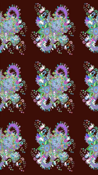 Suluboya, elle çizilmiş. Eskiz arkaplan modeli. Raster hisseleri. Çiçekler kahverengi ve mavi üzerine.