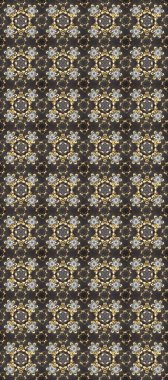 Raster geometrik arka plan. Altın rengi, kusursuz çizim. Gri, kahverengi ve bej renklerde, altın çiçekli altın desenler. Senin tasarımın için, duvar kağıdı..