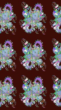 Suluboya, elle çizilmiş. Eskiz arkaplan modeli. Raster hisseleri. Çiçekler kahverengi ve mavi üzerine.