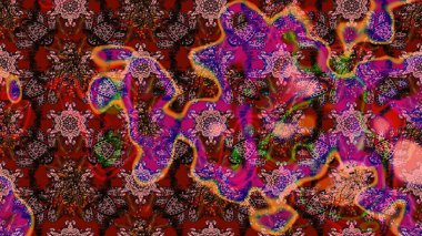 Raster illüstrasyonu. Suluboya tarzında kahverengi ve kırmızı renklerde. Küçük çiçekli bahar deseni çiz.