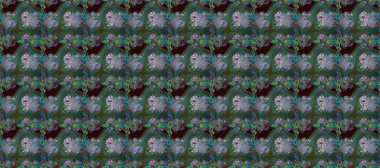 Yeşil ve mavi renklerde. Çiçek. Kusursuz dekoratif arka plan, çiçek mandala. Raster illüstrasyonu.