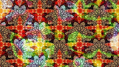 Raster illüstrasyonu. Çiçekli, yapraklı, çiçek desenli eskiz. El çizimi.