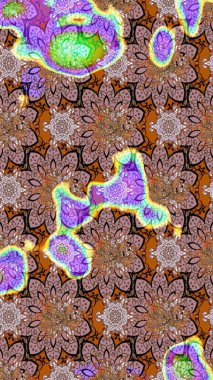 Kahverengi renkli çiçekler. Raster illüstrasyonunda çiçek deseni çizimi.