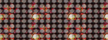 Tekrar eden çiçek arkaplanı, zarif siyah ve kahverengi çiçek duvar kağıdı. Siyah ve kahverengi renkler üzerine çiçek desenli eskiz, el yapımı papatyalar, papatyalar..