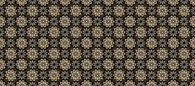 Kahverengi, bej ve siyah renklerde altın elementlerle klasik desen. Noel, kar tanesi, yeni yıl.