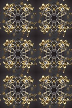 Raster illüstrasyonu. Damask altın soyut çiçek renkler üzerinde kusursuz desen. Süsleme.