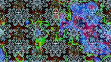 Küçük renkli çiçekler. Robot resim. Moda baskıları için zarif bir şablon. Küçük çiçekte güzel bir desen. Çiçekli bahar çiçekleri. Motley illüstrasyonu.