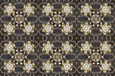 El yapımı dekoratif çerçeve, albüm kapağı, tebrik kartı, klasik Art deco tarzı. Altın karalama fantezi yapraklarından Raster soyut çiçek çelengi ve gri, kahverengi ve bej renkli bir çiçek.