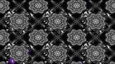 Vadinin gri renkli çiçekleri. Soyut etnik raster çizim kalıbı. Çiçekler..